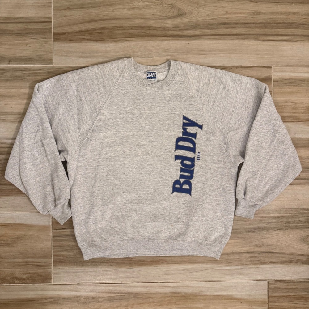 Vintage 90s Bud Dry Beer Crewneck Sweatshirt Gear For Sports Made USA Mens Large